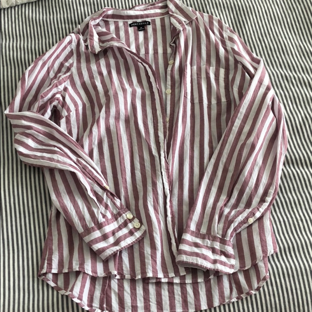 J Crew Mercantile Striped Oxford Shirt